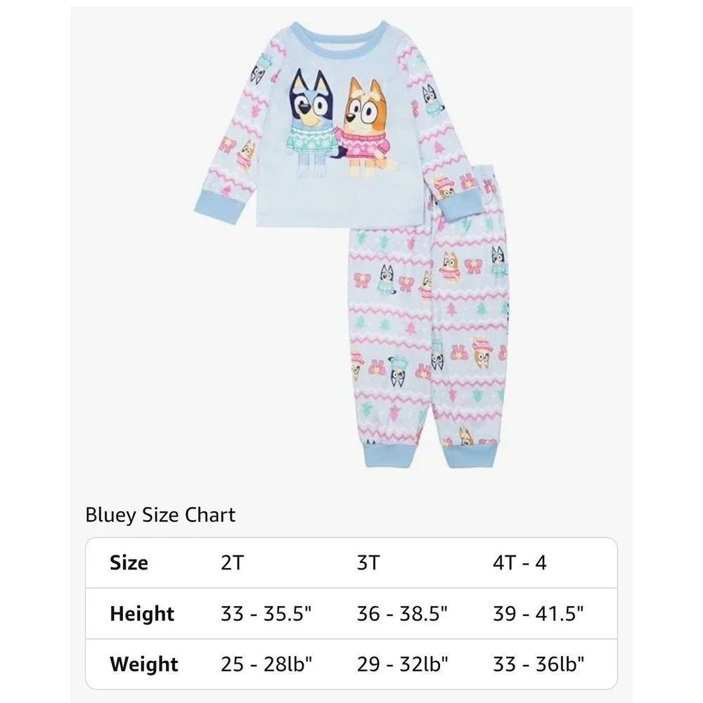 Bluey Toddler 3 Piece Pajama and Sock Set Blue Fleece Holiday 4T NEW